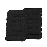 Superior Cotton Chevron Face Towel/Washcloth Set, Zero Twist, Quick Dry, Small Facial Towels, Spa, Hotel, Guest, Home, Bathroom Basics, Absorbent, Luxury Quick Drying, Assorted Set of 12, Black