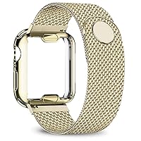 Case+strap For Watch Band 40mm 44mm 38mm 42mm Plated case+Metal belt stainless steel bracelet For i-watch series 7 6 5 4 3 2 se