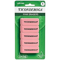 Ticonderoga Wedge Erasers, Pink, 5 Count