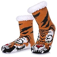 Kids Girls Boys Slipper Socks Soft Thick Cozy Fuzzy Animal Anti-Slip Winter Thermal Christmas Socks Indoor