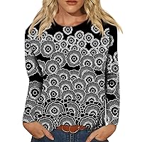 Womens Autumn Tops, Women's Fashion Casual Printed Round Neck Long Sleeve Top Blouse