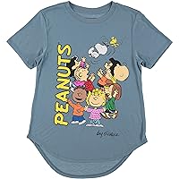 Peanuts Ladies Snoopy Fashion Shirt - Ladies Classic Snoopy Tee Juniors Curved Hem Group Tee