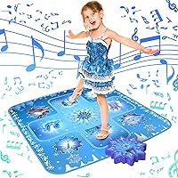 GirlsHome Dance Mat - Frozen Toys Touch Sensitive Light Up LED Kids Musical Mat, Christmas & Birthday Gift for Girls 3-12 -Snow Mat