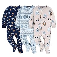 Baby Boys' Flame Resistant Fleece Footed Pajamas 3-Pack
