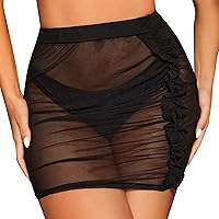 Plus Size Bathing Suits Women with Underwire Up Beach Solid Sheer Mesh Cover Up Short Skirt