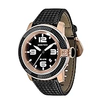 Glam Rock Unisex GR33010 SoBe Black Dial Black Leather with Carbon Fiber Pattern Watch