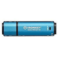 Kingston Ironkey Vault Privacy 50 USB 64GB Flash Drive | FIPS 197 Certified | XTS-AES 256-bit | BadUSB and Brute Force Protection | Mult-Password Option | IKVP50/64GB