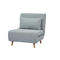 GIA Tri-Fold Light Gray Single Seat Convertible Futon with Wooden Effect Leg/Sofa Bed with Romevoable Pillow, Extra Thickness,Flexible Position Change and Space-Saving.