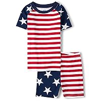 The Children's Place Kids Sleeve Top and Shorts Snug Fit 100% Cotton 2 Piece Pajama Set