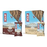 Energy Bars - Chocolate Brownie - 12 Count + CLIF Bars - Energy Bars - White Chocolate Macadamia - 12 Count