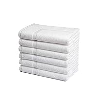 Premium 100% Cotton Bath Towel Mat Set, Pack of 6, 684 GSM, White, 30