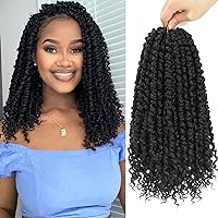 Alrence Passion Twist Crochet Hair 14 Inch 8 Packs Pre twisted Passion Twist Hair Bohemian Pre-looped Crochet Braids (14 Inch (Pack of 8), 1B#)