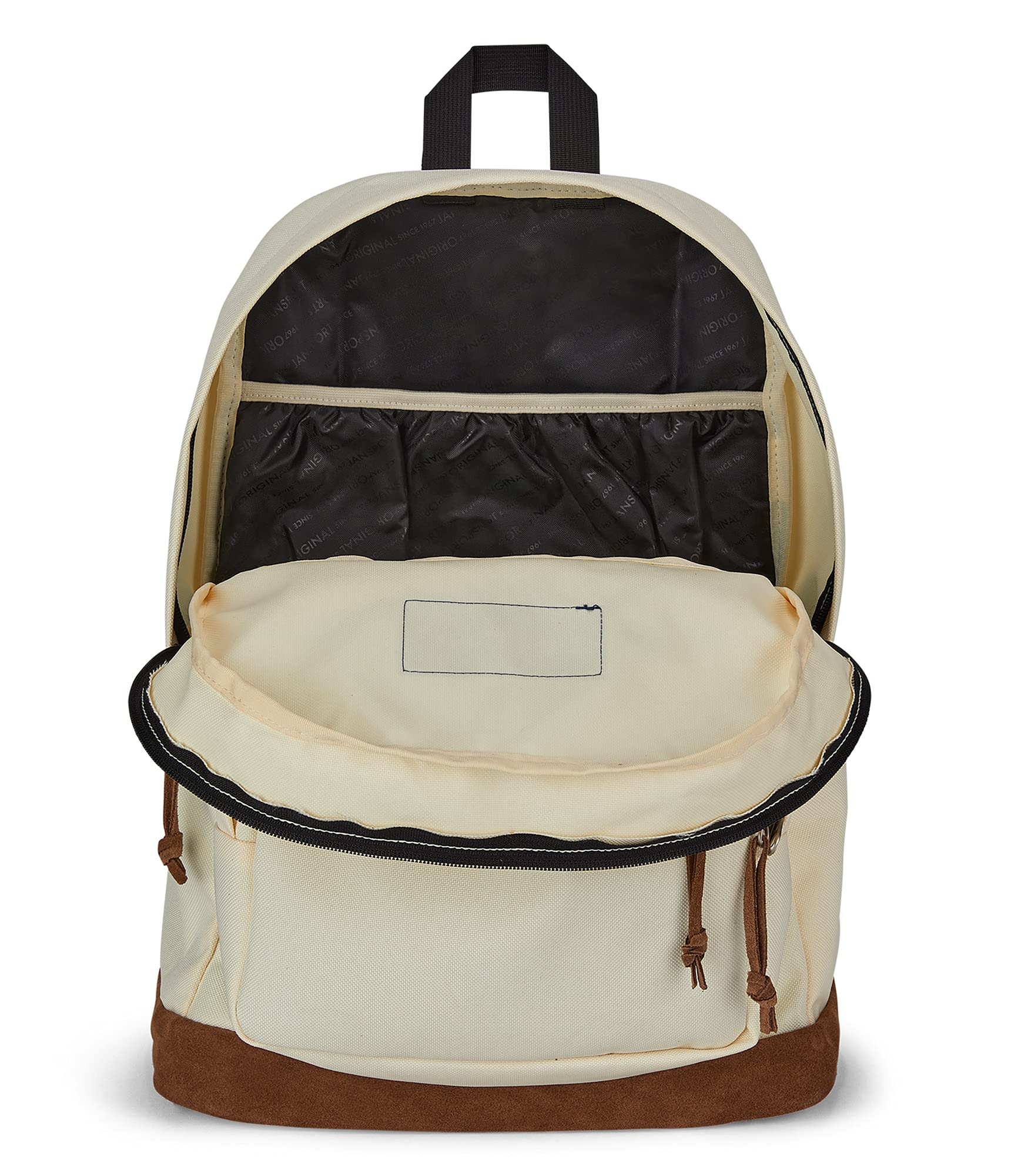 JanSport Right Pack Backpack - Travel, Work, or Laptop Bookbag with Leather Bottom, Coconut