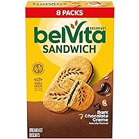 belVita Breakfast Sandwich Dark Chocolate Creme Breakfast Biscuits, 8 Packs (2 Sandwiches Per Pack)