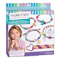 Make It Real - Good Vibes Bracelets Kit - DIY Charm Bracelet Making Kit with Case - Friendship Bracelet Kit with Beads, Charms & Thread - Arts & Crafts Bead Kit for Girls - Makes 5 Bracelets