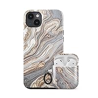 BURGA Bundle of iPhone 14 Phone Case and Airpods 2&1 Case Gentle Wind Pattern – Cute, Stylish, Fashion, Luxury, Durable, Protective, for Women and Girls