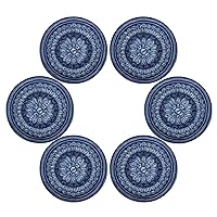 ALAZA Navy Blue Round Placemats for Dining Table Placemat Set of 6 Table Settings Table Mats for Home Kitchen Holiday Decoration