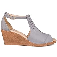 Brinley Co. Womens Kealy Comfort-sole Ankle-strap Center-cut Wedges