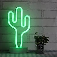 Cactus Neon Light Wall Decor Neon Signs for Bedroom Kids with Table Stand Battery and USB Powered Night Light Home Decoration (NECAC)