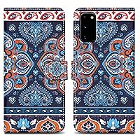 Case Compatible with Samsung Galaxy S20 - Design Blue Mandala No. 1 - Protective Cover with Magnetic Closure, Stand Function and Card Slot