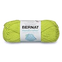Bernat Handicrafter Cotton Solids Yarn, 1.75 oz, Gauge 4 Medium, 100% Cotton, Hot Green