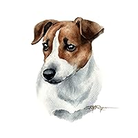 Jack Russell Terrier Watercolor Art Print by Artist DJ Rogers