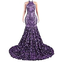 Prom Dress Sequin Rose Backless Formal Evening Party Ball Dress