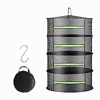 Herb Drying Rack, 4 Layer Hanging Drying Rack Mesh for Plants with Zipper, Pruning Scissors, Hook, Black Weed Drying Rack Net, for Drying Herb Flowers Buds Fish Vegetables