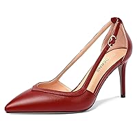 WAYDERNS Womens Sexy Buckle Matte Adjustable Strap Dating Pointed Toe Stiletto High Heel Pumps Shoes 3.3 Inch