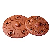 Terracotta Weighted Plate for Grape Leaf Roll Dolma Dolmades Tolma Warak Enab - PACK of 2 - Perfect Tool for Stuffed Dishes! - IMPROVED SPECIAL EDITION