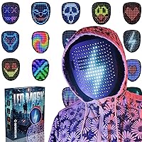 Led Mask with Gesture Sensing,Unisex LED Lighted Face Transforming Mask for Costume Cosplay Party Masquerade