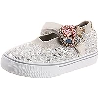 Kid's Sparkle Floral Mary Jane Sneaker (Toddler/Little Kid), Silver, 7.5 M US Toddler