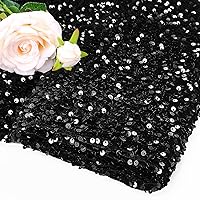 Black Sequin Fabric by The Yard Glitter Sequin Velvet Fabric 2 Yards Sparkle Thick Material for Sewing Bridal Clothes Gowns Costumes Dress Making for Prom Dresses Velvet Stretch Fabric