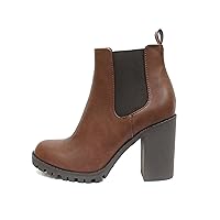 Soda Glove - Ankle Boot w/Lug Sole Elastic Gore and Chunky Heel