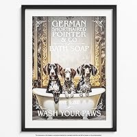 Bathroom Wall Art - Choose from 20 Designs & 8 Sizes - Decor Aesthetic Vintage Poster - Dogs Cats in Bathtub - Funny Cat Dog Lover Gift - 19 popular dog Breed,Black Cat (German Shorthaired Pointer, A5
