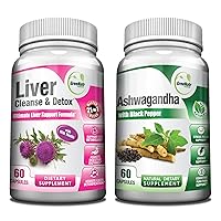 Liver Health Support - Harness the Power of Milk Thistle, Zinc, and More for Optimal Liver Function and Repair plus Calm & Comfort with Ashwagandha for Stress Relief & Mood Enhancement and Po
