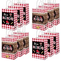12 PCS BBQ Baby Shower Bags Baby Q Party Disposable Paper Bags with Handles It’s A Baby Q Party Favor Bags for Baby Shower Kids Newborn Barbecue Party Birthday Party Decor Supplies 4.6x3.1x7.9inches