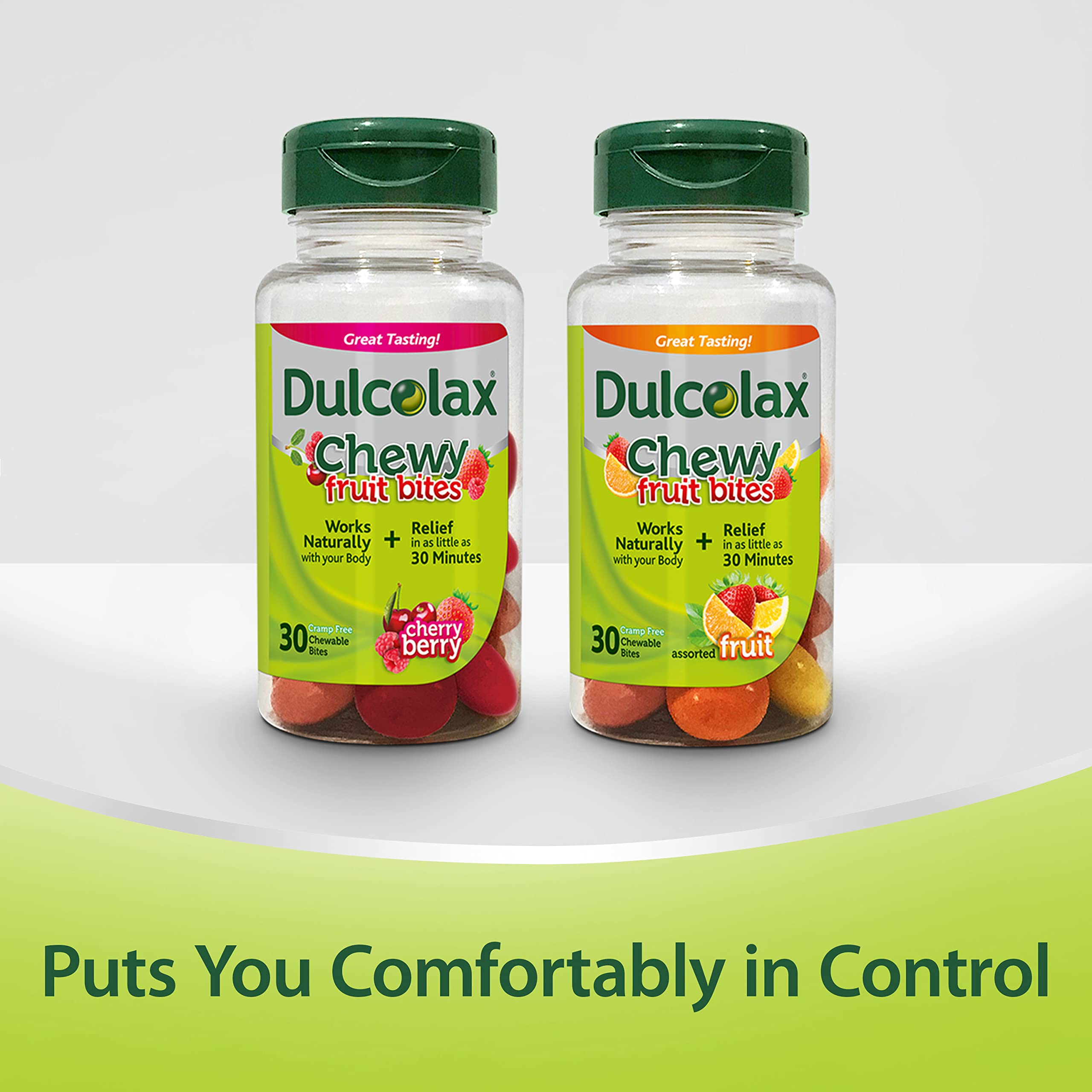 Dulcolax Chewy Fruit Bites, Saline Laxative, Assorted (30ct) Cramp-Free Constipation Relief