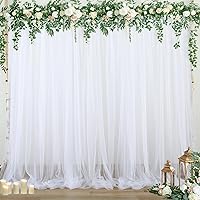 White Tulle Backdrop Curtain for Parties Wedding 10ft x 8ft Sheer Backdrop Curtains for Birthday Party Baby Shower Photo Decorations 2 Panels 5ft x 8ft