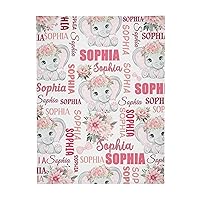 OFCCustomized Baby Blanket Personalized Name Super Soft Kids Blankets Custom Blanket Infant Toddler Gift Blanket for Birthday (Cute Pink Elephant)