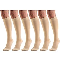 30-40 mmHg Compression Stockings for Men and Women, Knee High Length, Closed Toe Beige X-Large (6 Pairs)