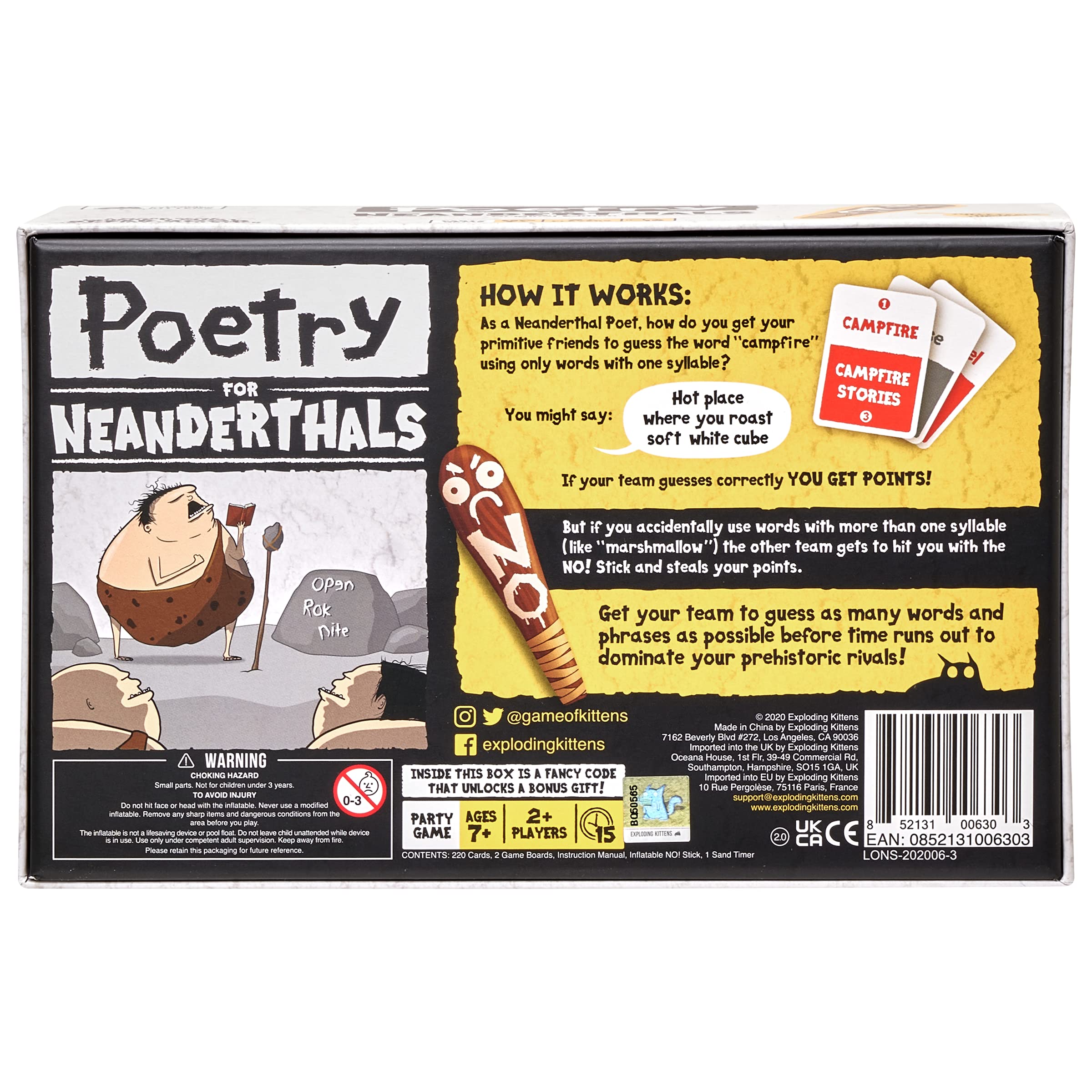 Poetry for Neanderthals by Exploding Kittens LLC - Family Card Game for Adults, Teens & Kids , White