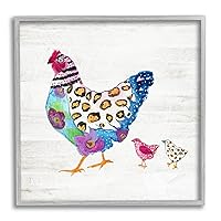 Stupell Industries Abstract Chicken Walk Whimsical Patterned Farm Animal, Designed by Janet Tava Gray Framed Wall Art, 17 x 17, White
