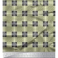 Soimoi Polyester Crepe Fabric Gingham Check Print Fabric by The Yard 42 Inch Wide