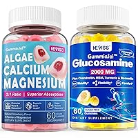 NEVISS Sugar Free Calcium Supplement 600mg + Sugar Free Glucosamine Chondroitin MSM Filled Gummies 3100mg