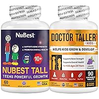 NuBest Bundle of Height Growth Formula Tall 10+ for Children (10+) and Teens 60 Capsules - Helps Height Growth, Bone Strength & Doctor Taller Kids 90 Vegan Chewable Tablets for Kids Ages 2 to 9