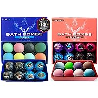 Bundle of 16 Bath Bombs for Men and Women - Organic Bath Bombs with Feminine Scents for Her - 2.5 Oz Gift Set of 16 Scented All Natural Bath Bombs with Natural Essential Oils