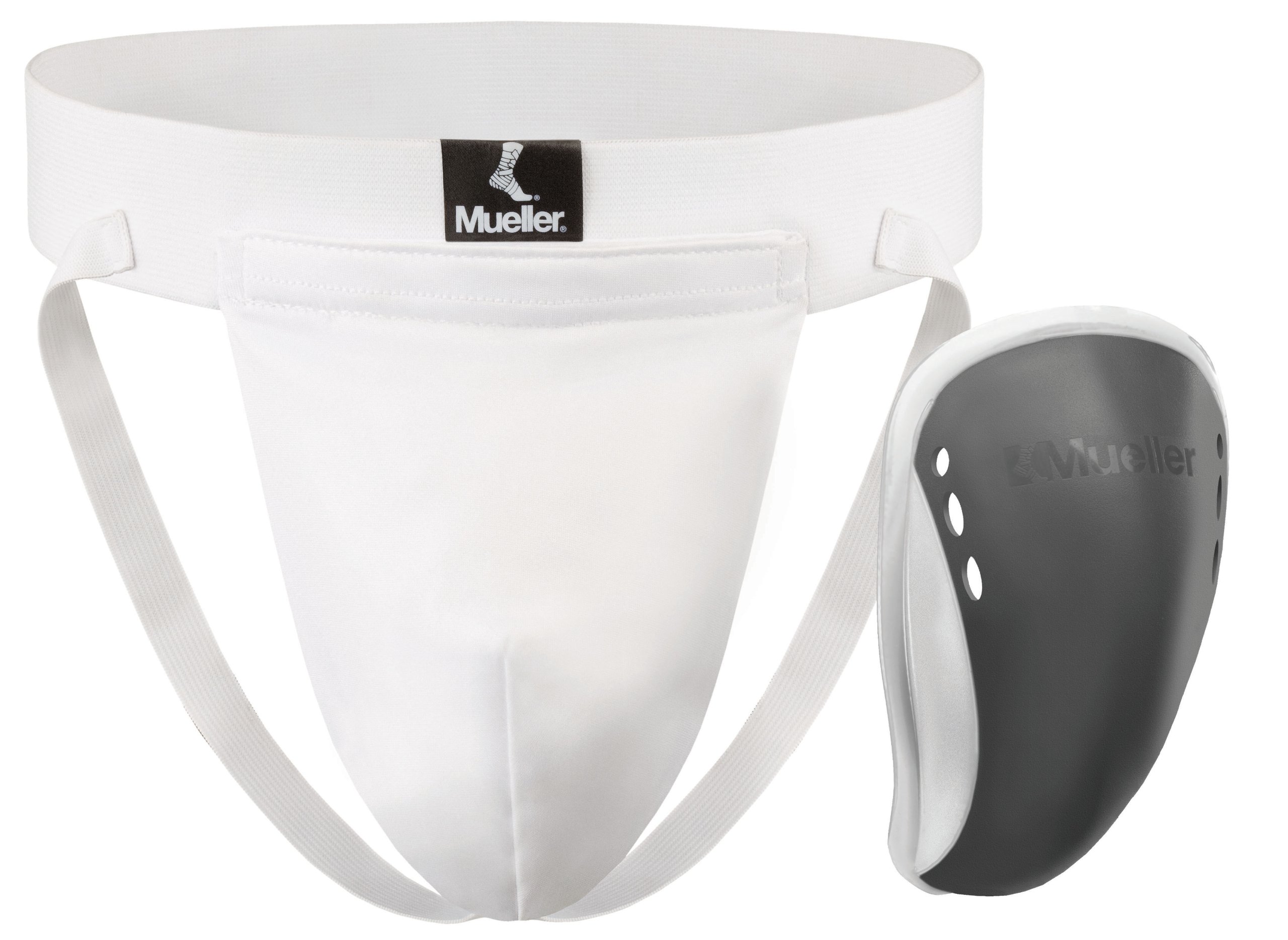MUELLER Sports Medicine Mueller Adult Athletic Supporter with Flex Shield Cup, XX-Large, White/Gray, 1 Count