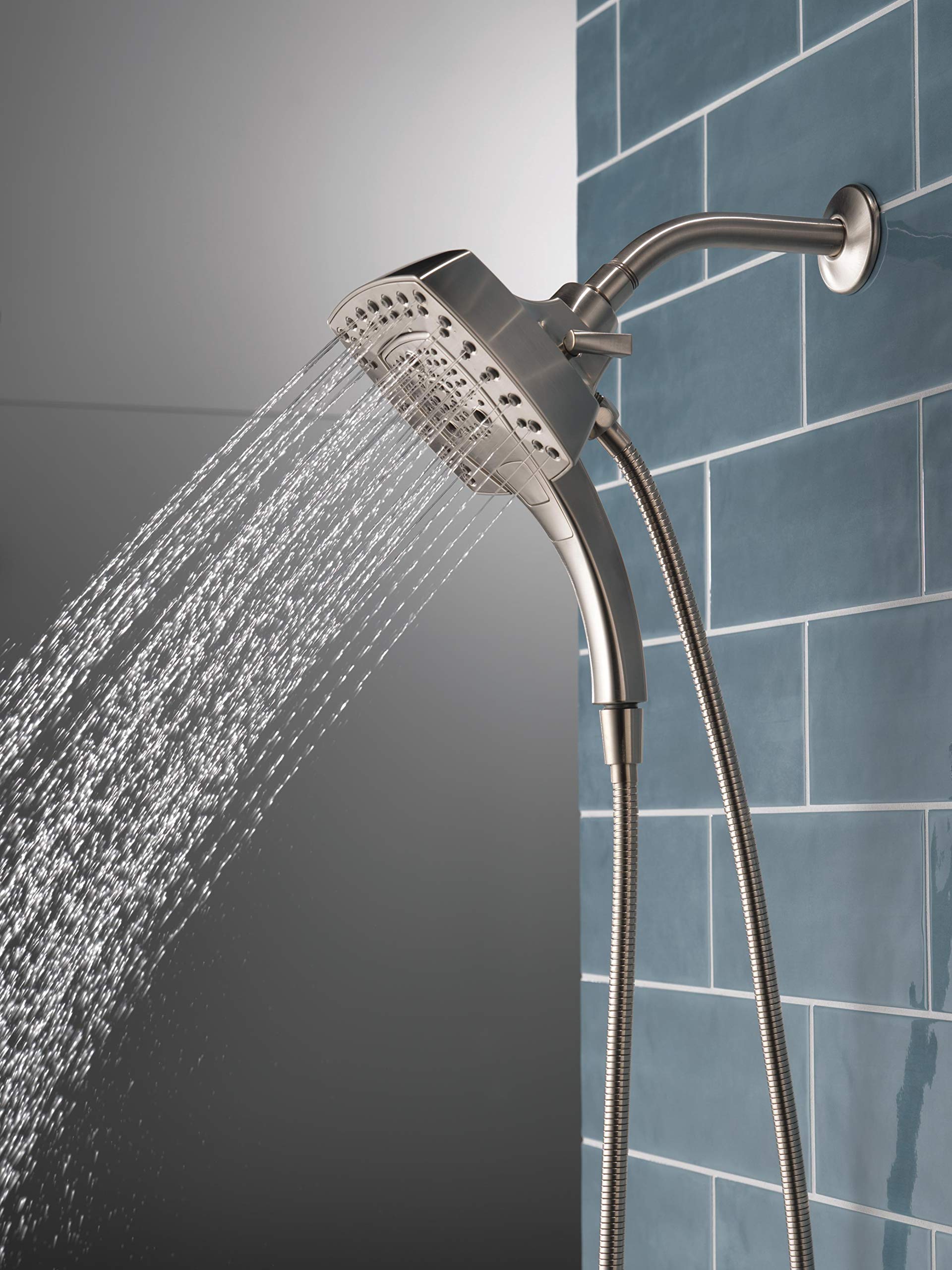 Delta Faucet 5-Spray In2ition 2-in-1 Dual Hand Held Shower Head with Hose, Magnetic Docking Handheld Shower Head, Stainless 58474-SS25, 2.5 GPM Water Flow