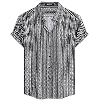 MCEDAR Mens Casual Short Sleeve Button Up Vintage Summer Hawaiian Beach Vacation Shirts (Size S-5XL Big and Tall)